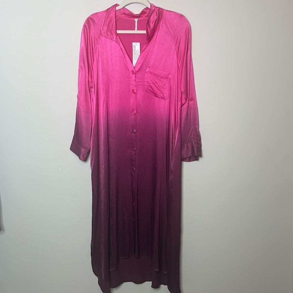 Nwt Young Fabulous & Broke Maxi Ombr Pink Satin Dress